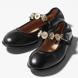 CHANEL 24A Metiers D'Art Leather Mary Jane Charm Strap Flat Ballerina Shoes